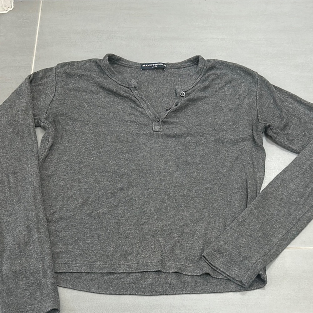 Brandy Long Sleeve Grey Top